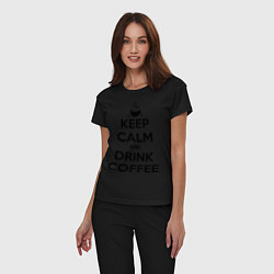 Пижама хлопковая женская Keep Calm & Drink Coffee, цвет: черный — фото 2