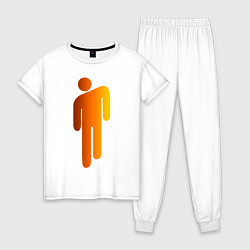 Пижама хлопковая женская Billie Eilish: Orange Manikin, цвет: белый