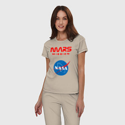 Пижама хлопковая женская Nasa Mars mission, цвет: миндальный — фото 2