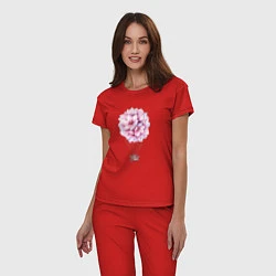 Пижама хлопковая женская Воздушные Цветы, цвет: красный — фото 2