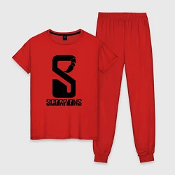 Пижама хлопковая женская Scorpions logo, цвет: красный