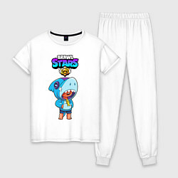Пижама хлопковая женская BRAWL STARS LEON SHARK, цвет: белый