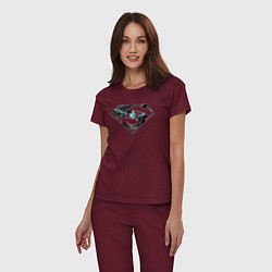 Пижама хлопковая женская Superman цвета меланж-бордовый — фото 2