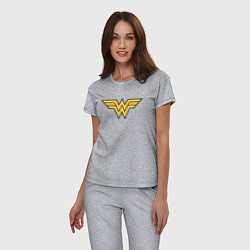 Пижама хлопковая женская Wonder Woman, цвет: меланж — фото 2