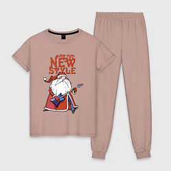 Пижама хлопковая женская New Year - new style!, цвет: пыльно-розовый