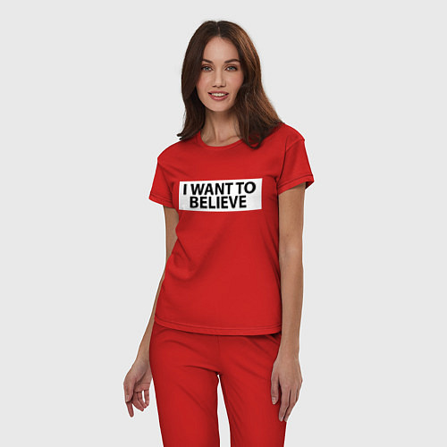 Женская пижама I WANT TO BELIEVE НА СПИНЕ / Красный – фото 3