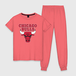 Пижама хлопковая женская CHICAGO BULLS, цвет: коралловый
