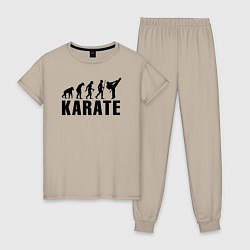 Пижама хлопковая женская Karate Evolution, цвет: миндальный