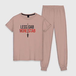 Пижама хлопковая женская Less Gab, More Stab, цвет: пыльно-розовый