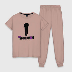 Пижама хлопковая женская Enderman, цвет: пыльно-розовый