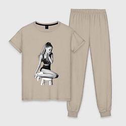 Пижама хлопковая женская ARIANA GRANDE, цвет: миндальный