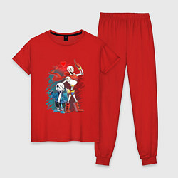 Пижама хлопковая женская UNDERTALE, цвет: красный