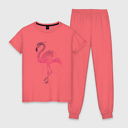 Пижама хлопковая женская Flamingo, цвет: коралловый