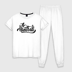 Пижама хлопковая женская Handball lettering, цвет: белый