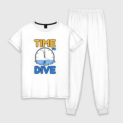 Пижама хлопковая женская Time to dive, цвет: белый