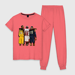 Пижама хлопковая женская Bryant, Jordan, James, цвет: коралловый