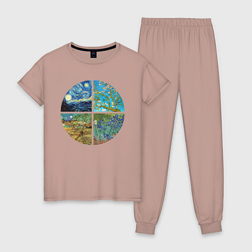 Женская пижама Ван Гог Картины / Пыльно-розовый – фото 1