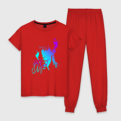 Пижама хлопковая женская Виктор Цой, цвет: красный