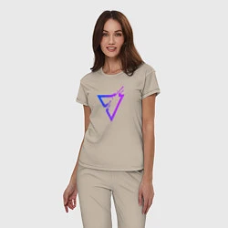 Пижама хлопковая женская Liquid Triangle, цвет: миндальный — фото 2