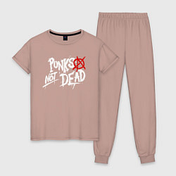 Пижама хлопковая женская Punks not dead, цвет: пыльно-розовый