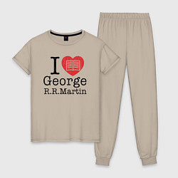 Пижама хлопковая женская I Love George Martin, цвет: миндальный