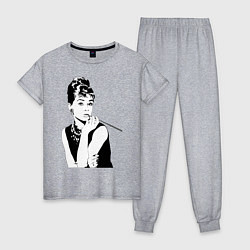 Пижама хлопковая женская Одри Хепбернхлопок, цвет: меланж