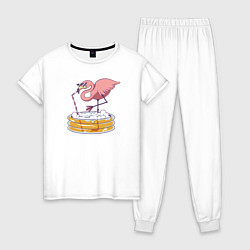 Пижама хлопковая женская Фламинго, цвет: белый