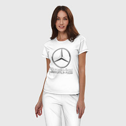 Пижама хлопковая женская MERCEDES-BENZ AMG цвета белый — фото 2