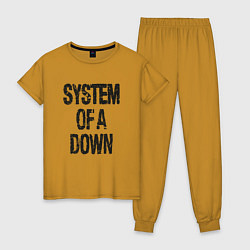Пижама хлопковая женская System of a down, цвет: горчичный