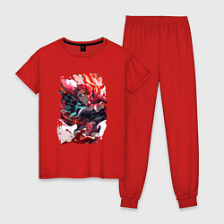 Пижама хлопковая женская KIMETSU NO YAIBA, цвет: красный