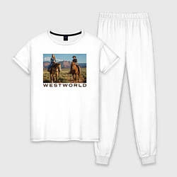 Пижама хлопковая женская Westworld Landscape, цвет: белый