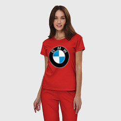 Пижама хлопковая женская BMW, цвет: красный — фото 2