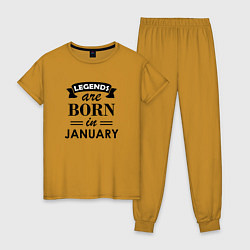 Пижама хлопковая женская Legends are born in january, цвет: горчичный