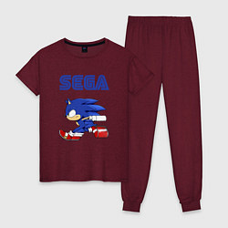 Пижама хлопковая женская SEGA, цвет: меланж-бордовый