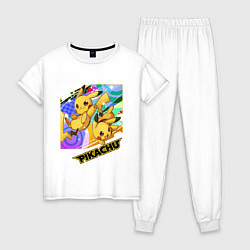 Пижама хлопковая женская Pikachu, цвет: белый