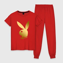 Пижама хлопковая женская PLAYBOY GOLD, цвет: красный