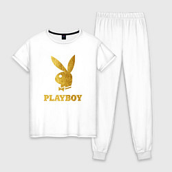 Пижама хлопковая женская PLAYBOY GOLD, цвет: белый