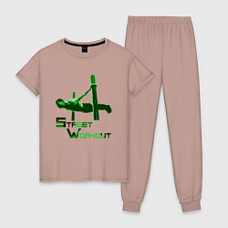 Пижама хлопковая женская Street Workout Ласточка, цвет: пыльно-розовый