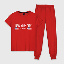 Пижама хлопковая женская NEW YORK, цвет: красный