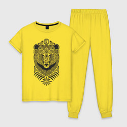 Пижама хлопковая женская Медведь, цвет: желтый