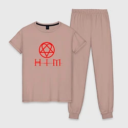 Пижама хлопковая женская HIM LOGO RED, цвет: пыльно-розовый