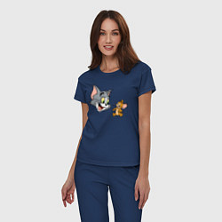 Пижама хлопковая женская Tom & Jerry, цвет: тёмно-синий — фото 2