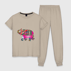 Пижама хлопковая женская Слон, цвет: миндальный