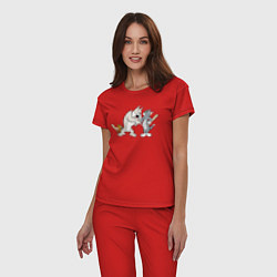 Пижама хлопковая женская Tom & Jerry цвета красный — фото 2