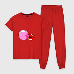 Пижама хлопковая женская Пузырь, цвет: красный