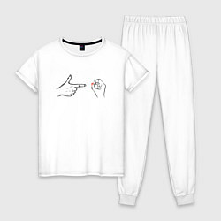 Пижама хлопковая женская LOVE & SEX, цвет: белый