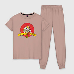 Пижама хлопковая женская Looney Tunes, цвет: пыльно-розовый