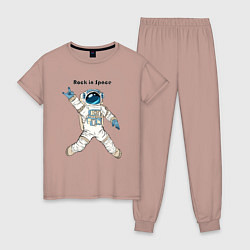 Пижама хлопковая женская Rock in Space, цвет: пыльно-розовый