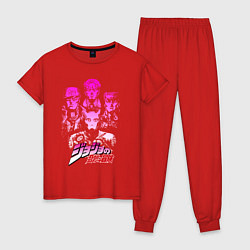 Пижама хлопковая женская JOJOS BIZARRE ADVENTURE, цвет: красный