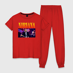 Пижама хлопковая женская NIRVANA Курт Кобейн, цвет: красный